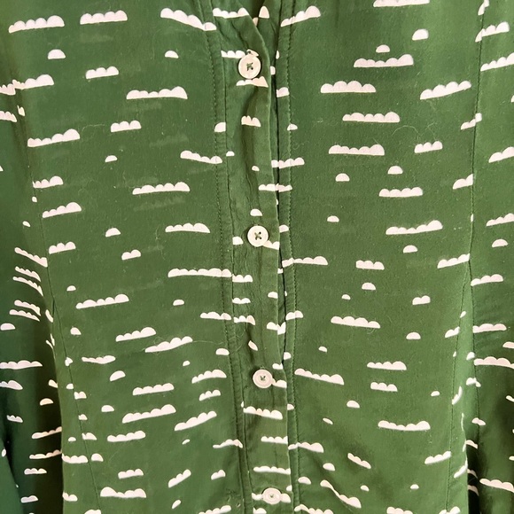 Mauve by anthropology green & black hi-lo bow front top - Picture 5 of 10